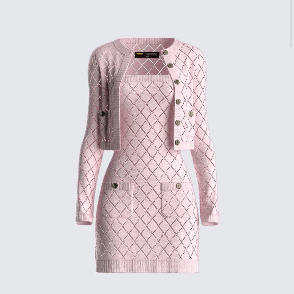 Light Pink Knit Dress and Cardigan